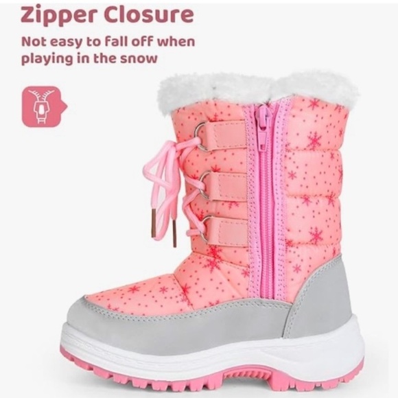 Cozy Pink and White Snow Boots - Picture 3 of 6